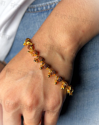 Gold Plated 5 Mukhi Rudraksha Bracelet For Women