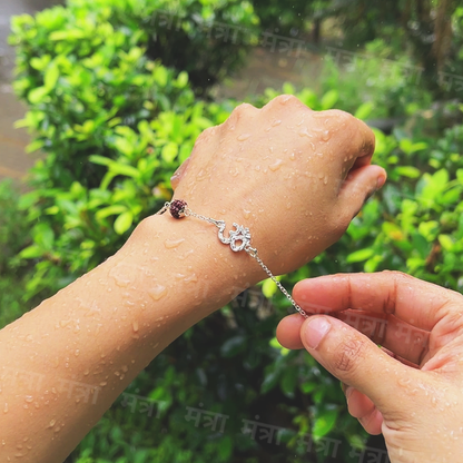 Divine Om Rudraksha Bracelet – Silver Plated