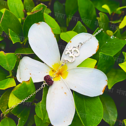 Divine Om Rudraksha Bracelet – Silver Plated